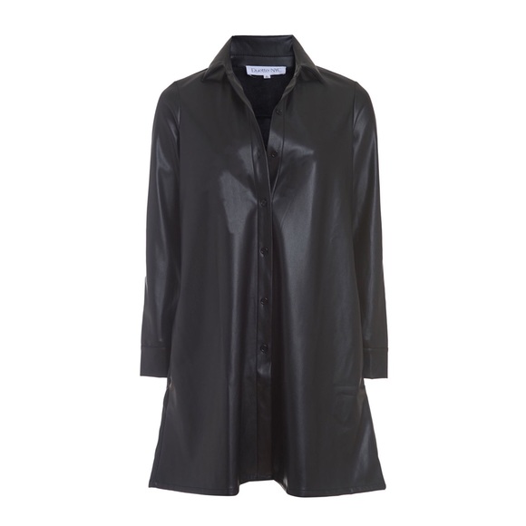 NWT DUETTE NYC Vegan Leather Long Shirt - The Lafayette - Picture 4 of 11